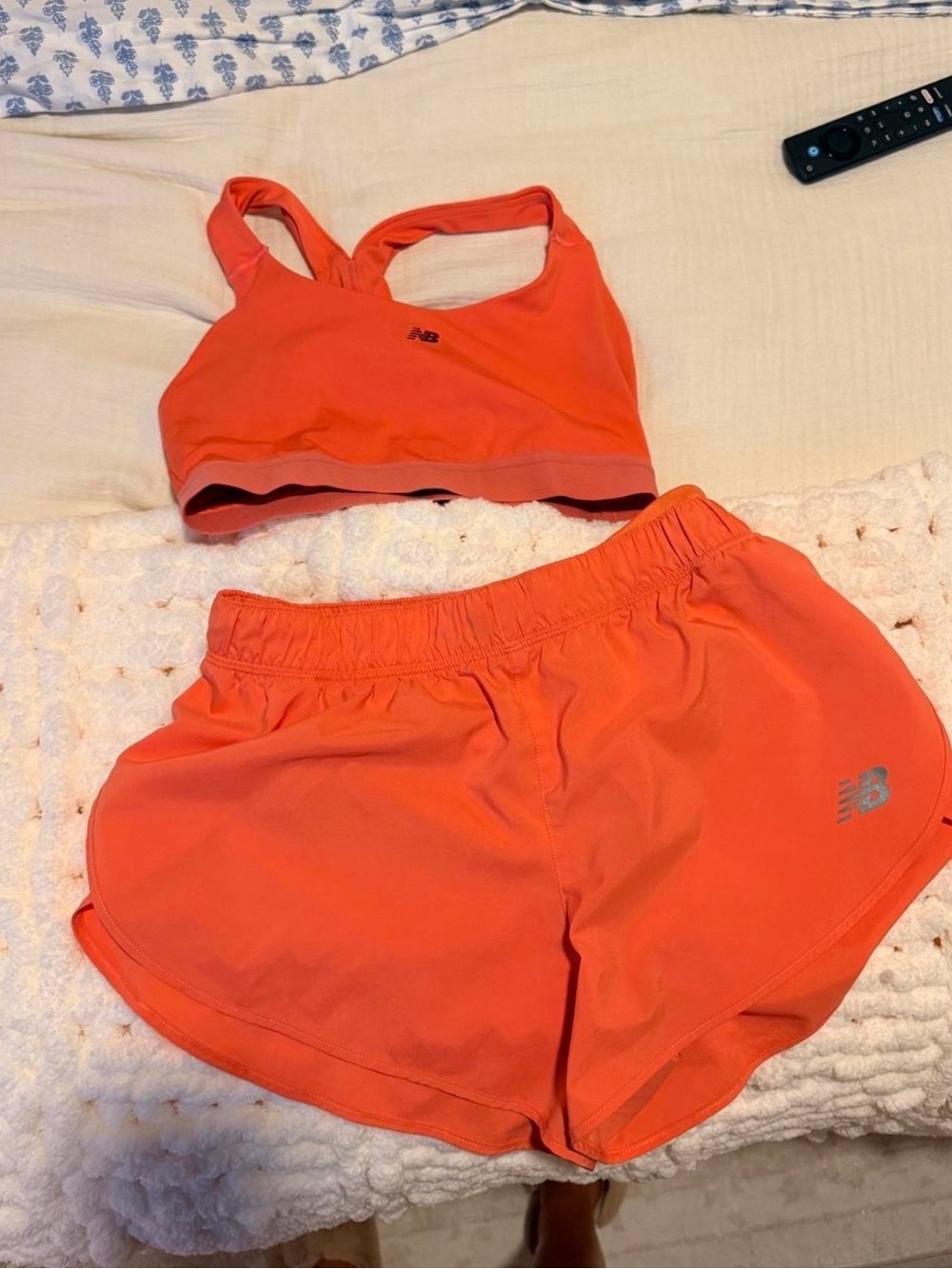New Balance Women's Coral-Orange Athletic Shorts Set